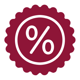 A badge that has a '%' symbol Icon